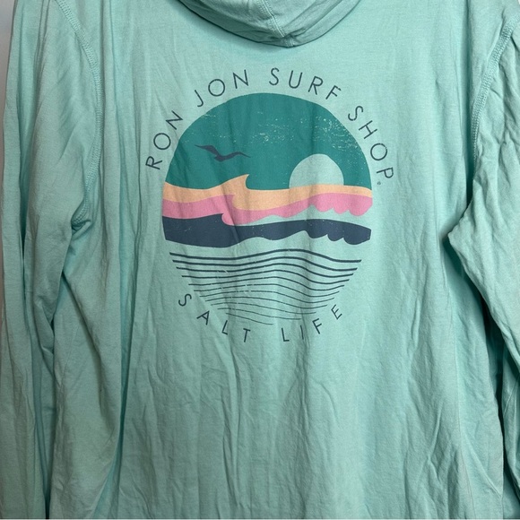 Salt Life Ron Jon Distressed Free Flowing Long Sleeve Hooded Shirt Womens size L - Picture 4 of 6